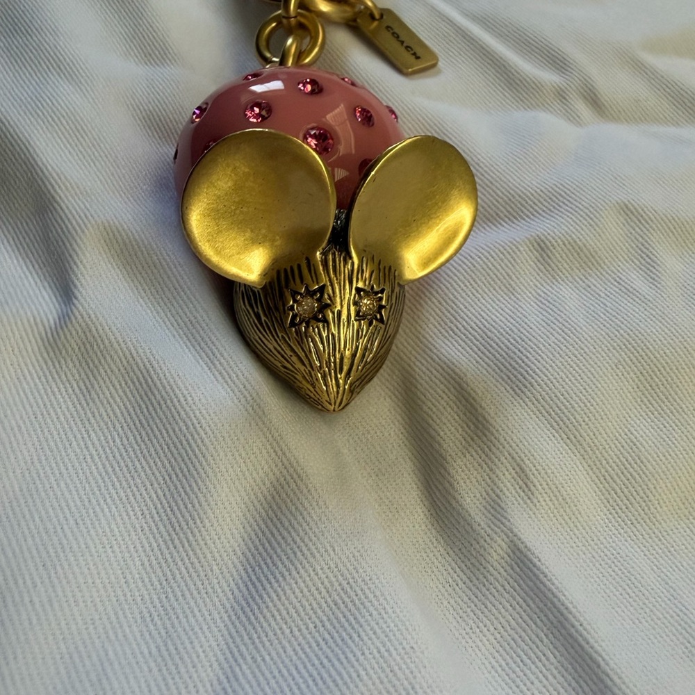 Coach Pink Mouse Charm Keychain - Picture 3 of 4